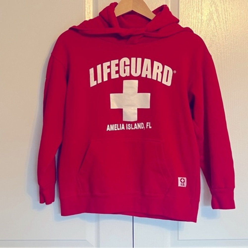 POPULAR Red Lifeguard Hoodie Sweatshirt from Amelia‎ Island, FL